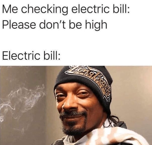 Man wearing a beanie smirking with smoke nearby, humorously illustrating high electric bill in funny summer memes.