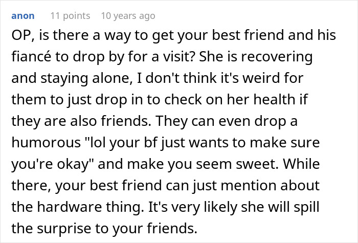 Text post on a forum discussing best friend and girlfriend interaction with a focus on checking email.