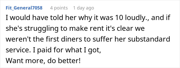 Comment discussing a man taking back his tip after a waitress loudly shamed him for the amount given.