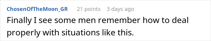 Screenshot of a social media comment praising men who handle unusual relationship situations properly. - 23