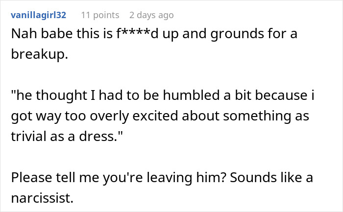 Reddit user reacts strongly to jerk boyfriend’s attempt to humble his girlfriend by buying her dream gift for someone else. - 49