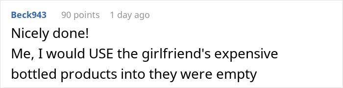 Screenshot of an online comment discussing college students finally picking up after themselves when their only female roommate gets petty. - 36