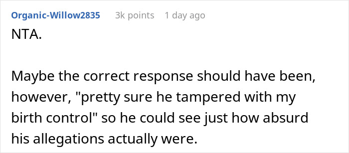 Screenshot of online comment discussing husband jokes wife baby trapped him with a wife&rsquo;s brutal reality check response.