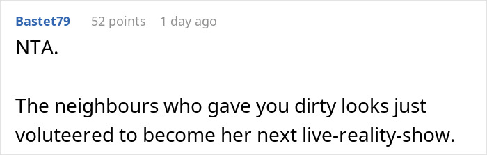 Text post on an online forum discussing a pregnant lady catching a neighbor lurking around her house multiple times. - 43