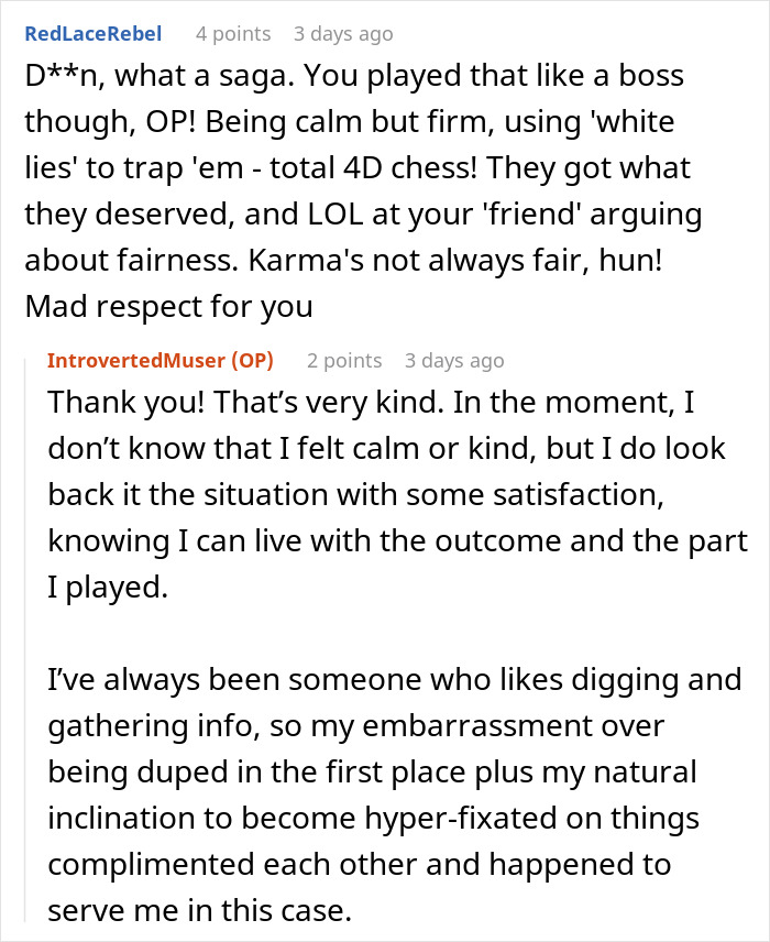 Reddit user shares revenge story after pregnant woman’s friend’s guest steals, gaining respect for calm and clever handling. - 60