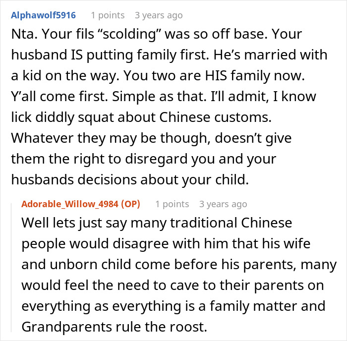 Comments discussing traditional parents pressuring daughter-in-law about unborn grandchild’s gender, causing family conflict. - 18