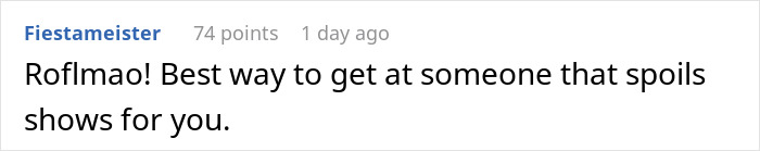 Comment from user Fiestameister reacting to Stargate spoilers at a shop, mentioning payback at the register and spoilers.