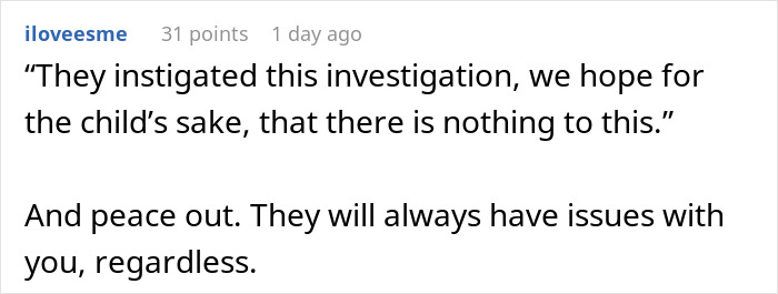 Comment on co-parenting conflict mentioning investigation and ongoing issues involving CPS intervention.
