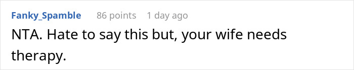 Comment on a forum post about wife filing for divorce after husband points out her weird quirk making traveling difficult. - 36