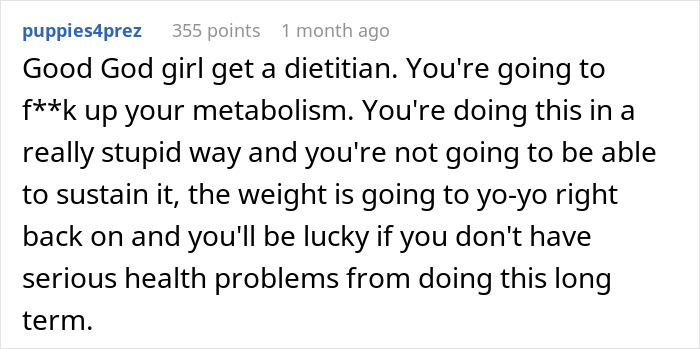 Screenshot of a social media comment criticizing weight loss methods, related to doctor prescribing weight loss medication. Screenshot of a social media comment criticizing weight loss methods, related to doctor prescribing weight loss medication.