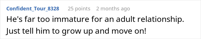 Screenshot of a comment criticizing a boyfriend who breaks up without warning and blocks contact in a relationship.