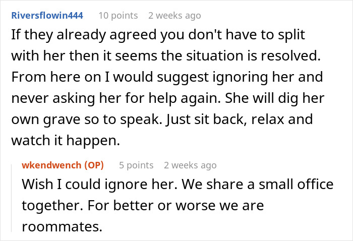 Online discussion about a lazy worker doing the bare minimum and demanding half of coworker&rsquo;s commission for minimal help.
