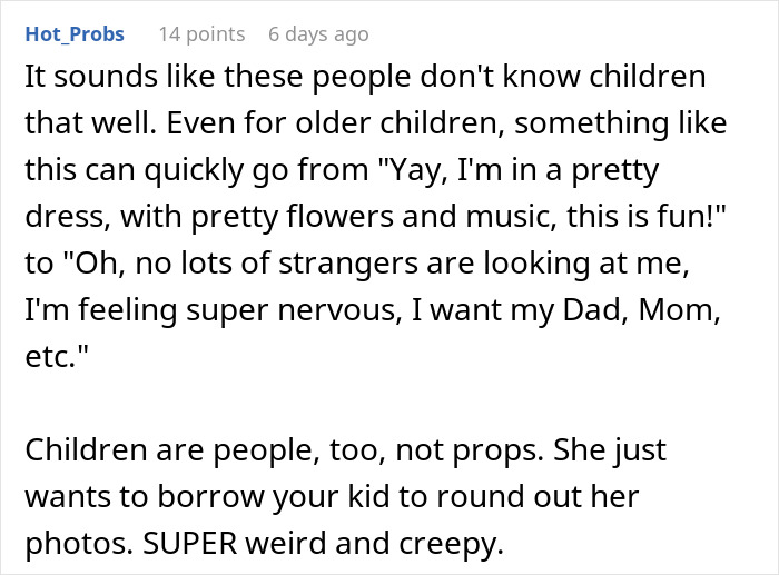 Woman too stunned and uneasy about acquaintance's request to lend her daughter for wedding photoshoot. - 30