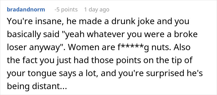 Comment on forum discussing husband jokes wife baby trapped him in front of friends and her brutal reality check response.