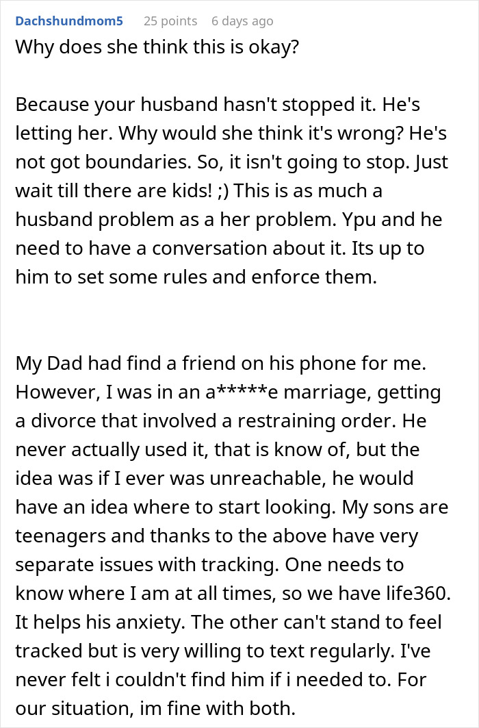 Comment discussing challenges and solutions with mil-tracking-app-son for managing teenage privacy and safety.