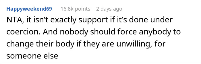 Comment discussing family upset over 17-year-old refusing to shave head to support 7-year-old with cancer.