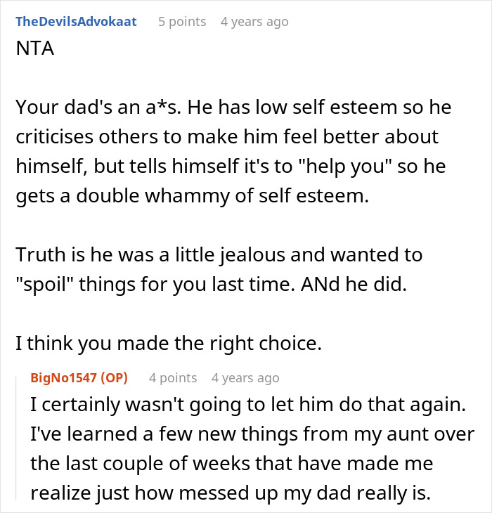 Text conversation about a woman&rsquo;s difficult relationship with her dad involving low self-esteem and missed communication.