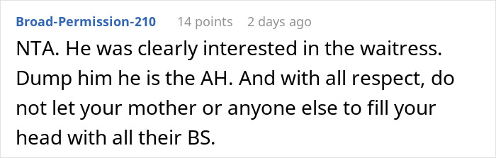 Screenshot of an online forum comment discussing a man calling his girlfriend sister and relationship advice.