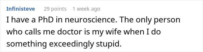 Text post about having a PhD and expecting family to call her doctor, with a humorous tone. - 31