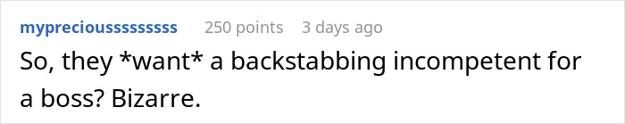 Screenshot of a forum comment discussing frustration with being a team lead’s scapegoat and labeled a snitch at work. Screenshot of a forum comment discussing frustration with being a team lead’s scapegoat and labeled a snitch at work.