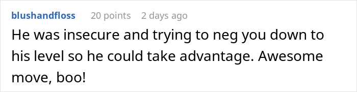 User comment on social media about a man ending up on side of the road after insulting his date. User comment on social media about a man ending up on side of the road after insulting his date.