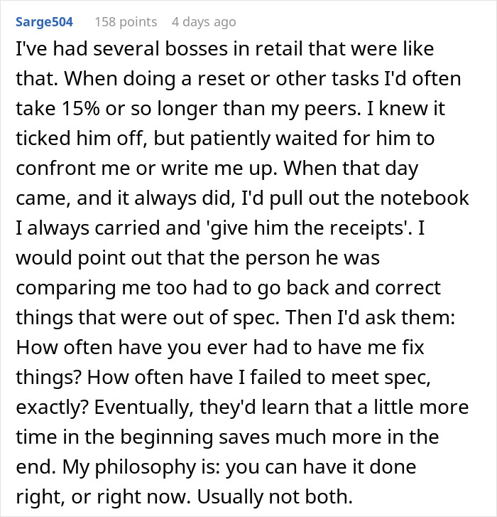 Reddit comment discussing bosses ignoring messages after every client and workplace task efficiency frustrations. - 39
