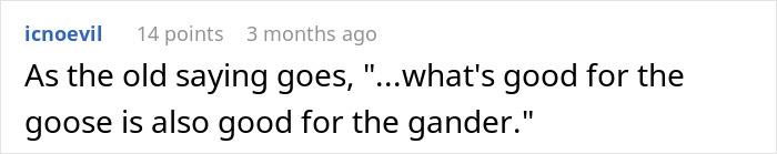 Screenshot of a Reddit comment referencing an old saying about fairness and mutual benefit in relationships.