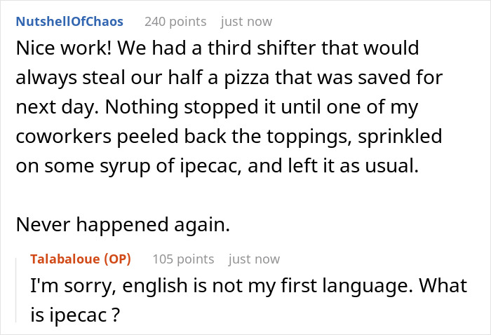 Reddit user shares a story about preventing theft by adding menstrual blood to food at work. Reddit user shares a story about preventing theft by adding menstrual blood to food at work.