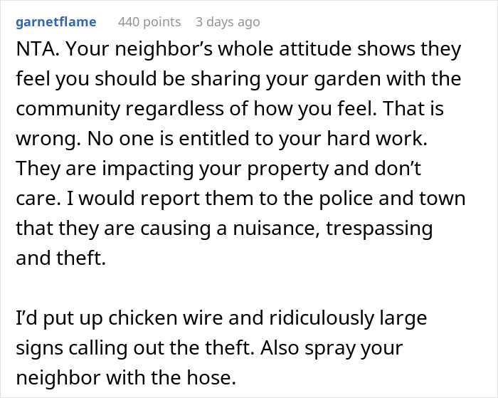 Commenter advises reporting neighbor causing theft and nuisance by not moving farm stand and impacting property.