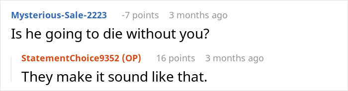 Screenshot of an online discussion about a man who refuses to donate an organ to his father due to a troubled childhood.