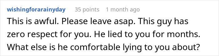 Comment expressing concern about husband demanding child and opening up marriage, wife responding with divorce papers. - 36
