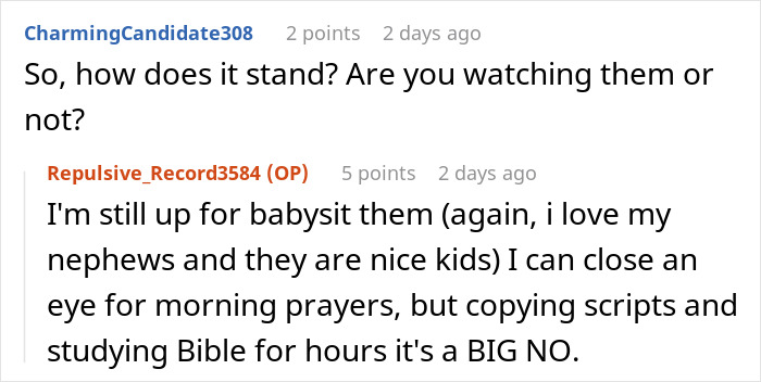 Online discussion about babysit nephews with study Bible and morning prayers as part of caregiving challenges and boundaries. Online discussion about babysit nephews with study Bible and morning prayers as part of caregiving challenges and boundaries.