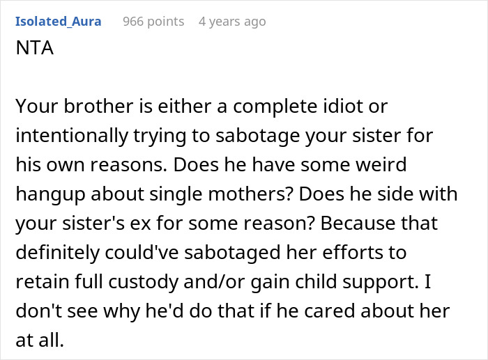 Reddit comment discussing a woman visited by CPS after her brother reports unsafe loft, sibling supports her defense. - 17