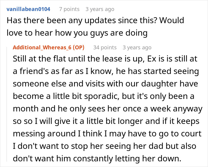 Reddit comment discussing man canceling girlfriend’s plans to go on cycle trip instead of watching his daughter. Reddit comment discussing man canceling girlfriend’s plans to go on cycle trip instead of watching his daughter.