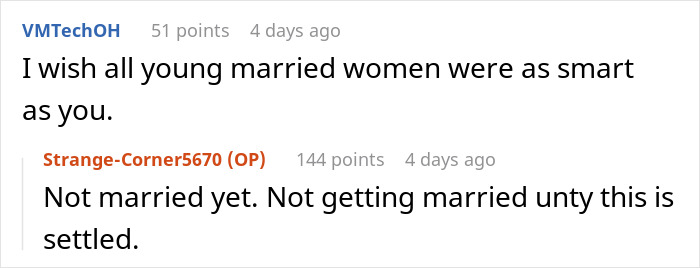 Screenshot of an online discussion about in-laws demanding a woman quit her job as it’s emasculating their son. - 14