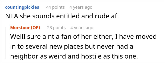 Screenshot of an online discussion about a disabled woman who wrongly claims ownership of a neighbor&rsquo;s driveway.