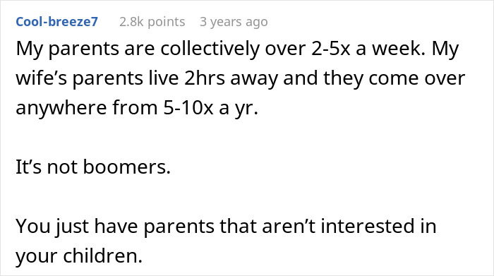 Screenshot of a social media comment discussing modern parents and their level of interest in their children. Screenshot of a social media comment discussing modern parents and their level of interest in their children.