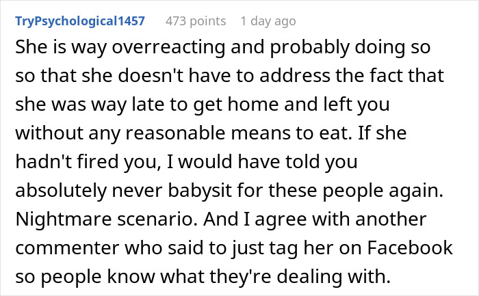 Commenter discusses the overreaction while babysitting and advises on how to order DoorDash to avoid issues. Commenter discusses the overreaction while babysitting and advises on how to order DoorDash to avoid issues.