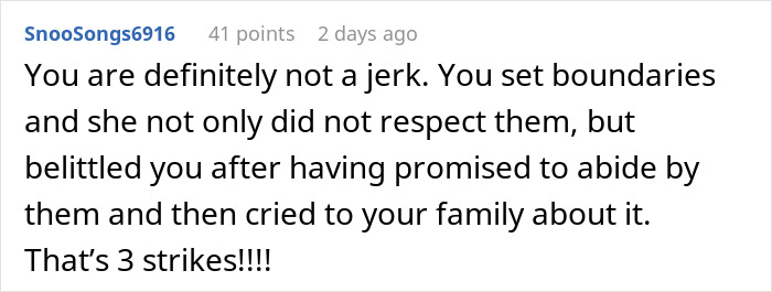 Comment expressing support for a woman upset after her brother cut her son's party short over a broken sentimental toy.