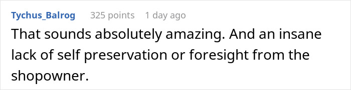 Comment about mom closing gaming store after dozens of swords sold to her son, highlighting the shopowner’s lack of foresight. - 33