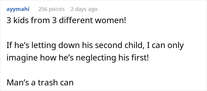 Screenshot of a comment criticizing a man who cancels plans to go on a cycle trip instead of watching his daughter. Screenshot of a comment criticizing a man who cancels plans to go on a cycle trip instead of watching his daughter.