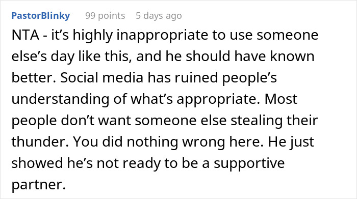 Screenshot of a social media comment criticizing a man who planned a public proposal at a wedding without asking. - 25