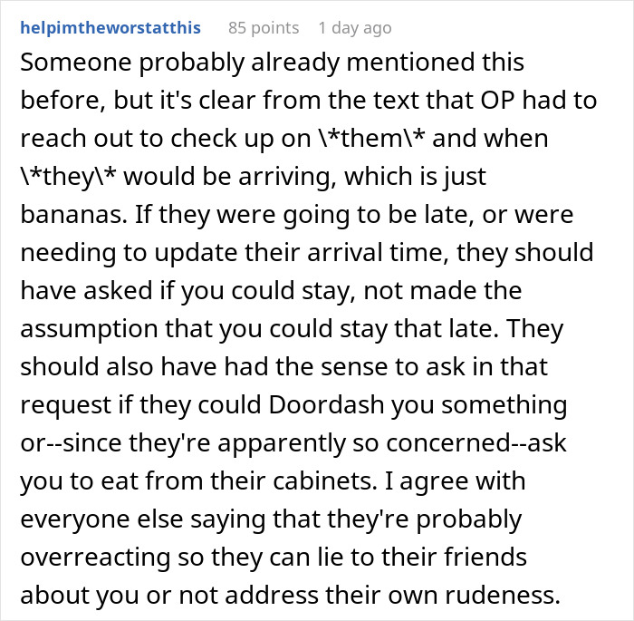 Reddit user explains order Doordash while babysitting overreaction, highlighting miscommunication and unreasonable expectations. Reddit user explains order Doordash while babysitting overreaction, highlighting miscommunication and unreasonable expectations.