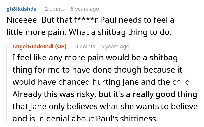 Screenshot of a forum discussion about a lady getting revenge on her sister’s bad ex by convincing his wife to unknowingly name their baby after her. - 46