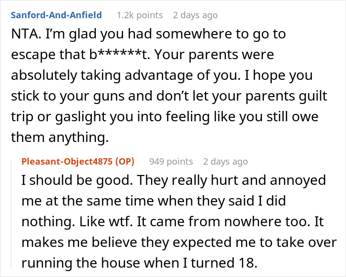 Screenshot of an online forum discussing an 18-year-old leaving toxic parents and escaping a harmful home environment. Screenshot of an online forum discussing an 18-year-old leaving toxic parents and escaping a harmful home environment.