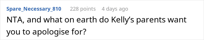 Screenshot of an online comment discussing a mom inviting an unwanted guest to her daughter’s party and the apology aftermath. Screenshot of an online comment discussing a mom inviting an unwanted guest to her daughter’s party and the apology aftermath.