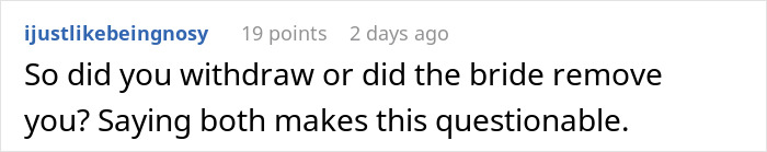 Comment about a bride trying to cancel a guest’s resort room, highlighting a spiteful wedding situation backfiring. - 25