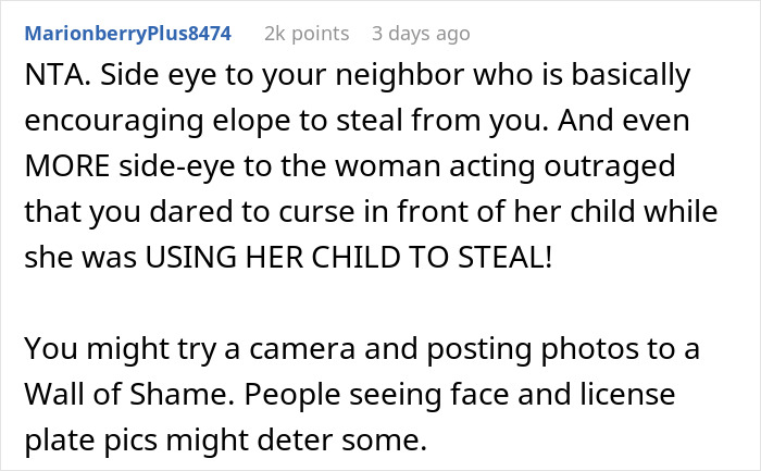 Screenshot of a Reddit comment ranting about a neighbor who won&rsquo;t move a farm stand causing theft issues.