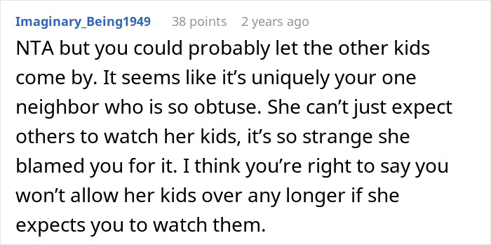 Comment discussing a man banning children from his property due to an entitled parent’s behavior in a neighborhood dispute. - 31