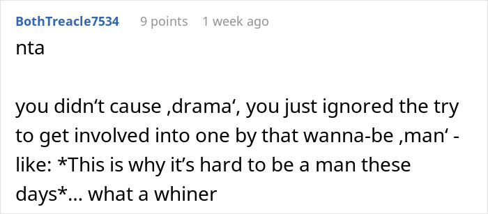 Screenshot of a Reddit comment discussing a man invading a woman&rsquo;s space after she declines to swap seats.